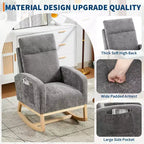 Fauteuil à bascule moderne et rembourré, fauteuil à bascule d'appoint rembourré à dossier haut avec accoudoirs