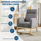 Fauteuil à bascule moderne et rembourré, fauteuil à bascule d'appoint rembourré à dossier haut avec accoudoirs