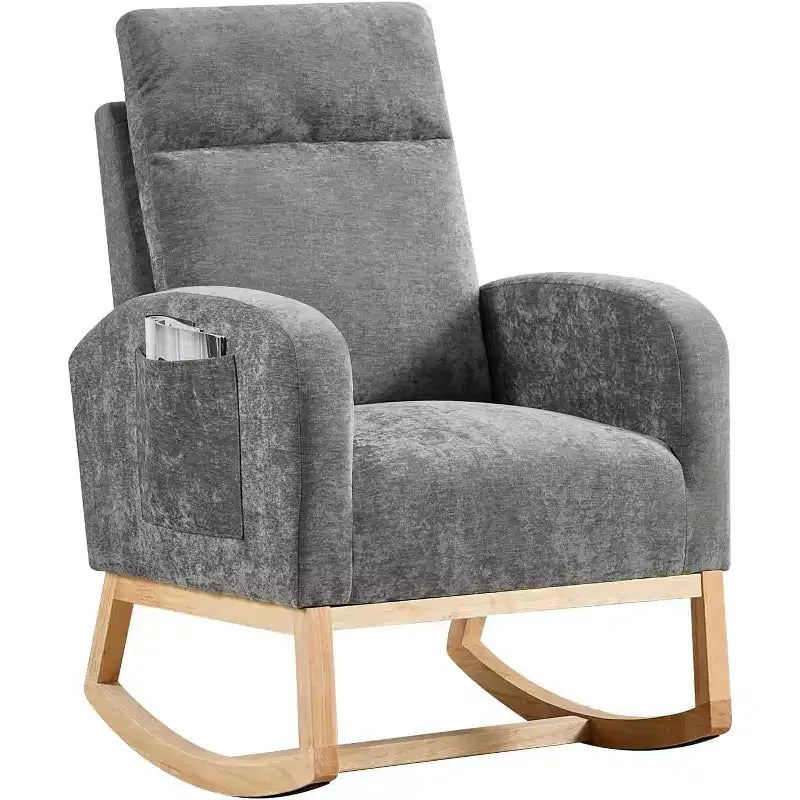 Fauteuil à bascule moderne et rembourré, fauteuil à bascule d'appoint rembourré à dossier haut avec accoudoirs