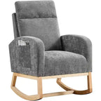 Fauteuil à bascule moderne et rembourré, fauteuil à bascule d'appoint rembourré à dossier haut avec accoudoirs