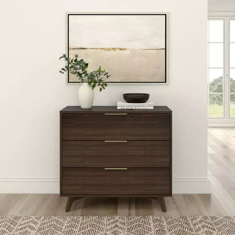 Commode à 3 tiroirs Plank+Beam avec poignée en laiton