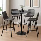 Tabouret de bar Elland LeisureMod en cuir rembourré - Tabouret de comptoir moderne avec pieds en fer et repose-pieds pour cuisine, bar et pub, lot de 2