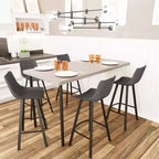 Tabouret de bar Elland LeisureMod en cuir rembourré - Tabouret de comptoir moderne avec pieds en fer et repose-pieds pour cuisine, bar et pub, lot de 2