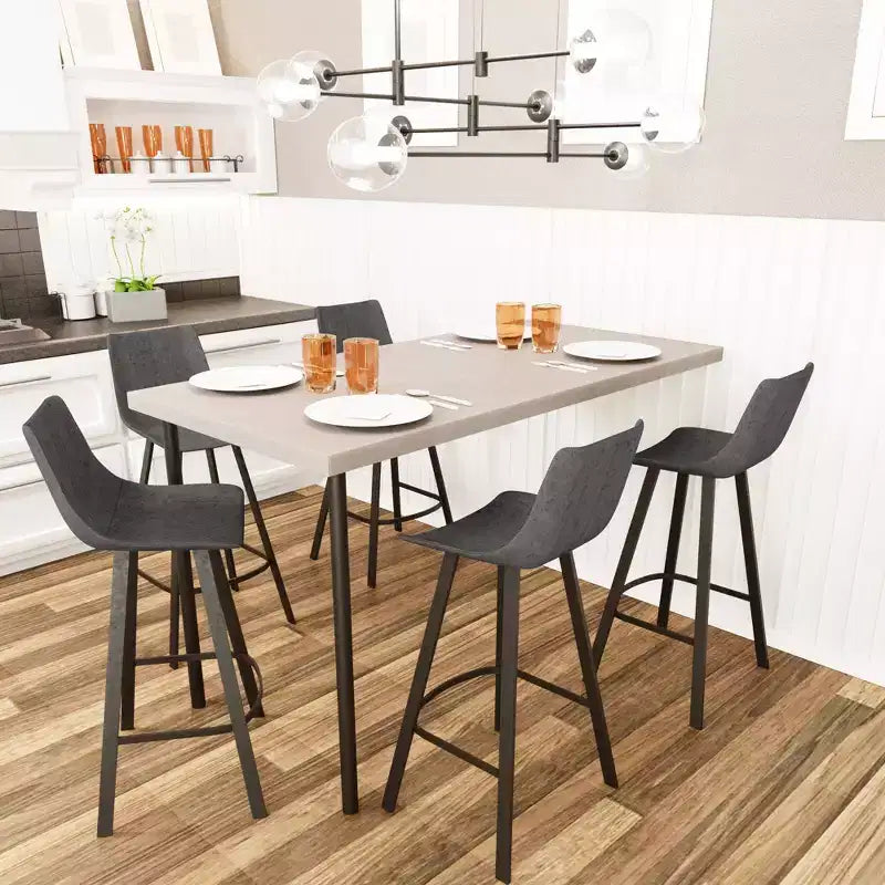Tabouret de bar Elland LeisureMod en cuir rembourré - Tabouret de comptoir moderne avec pieds en fer et repose-pieds pour cuisine, bar et pub, lot de 2