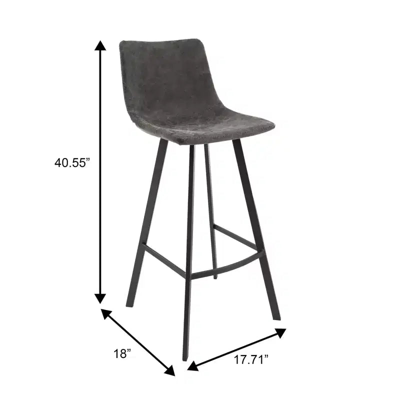 Tabouret de bar Elland LeisureMod en cuir rembourré - Tabouret de comptoir moderne avec pieds en fer et repose-pieds pour cuisine, bar et pub, lot de 2