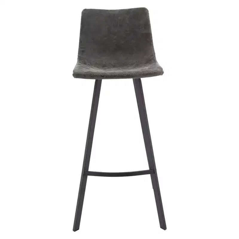 Tabouret de bar Elland LeisureMod en cuir rembourré - Tabouret de comptoir moderne avec pieds en fer et repose-pieds pour cuisine, bar et pub, lot de 2