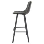 Tabouret de bar Elland LeisureMod en cuir rembourré - Tabouret de comptoir moderne avec pieds en fer et repose-pieds pour cuisine, bar et pub, lot de 2