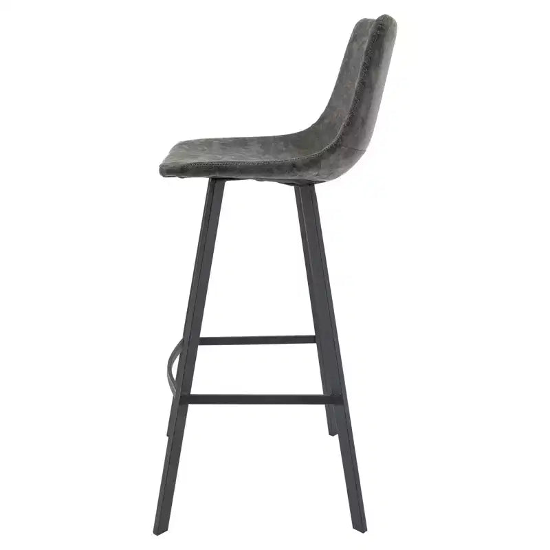 Tabouret de bar Elland LeisureMod en cuir rembourré - Tabouret de comptoir moderne avec pieds en fer et repose-pieds pour cuisine, bar et pub, lot de 2