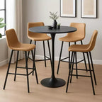 Tabouret de bar Elland LeisureMod en cuir rembourré - Tabouret de comptoir moderne avec pieds en fer et repose-pieds pour cuisine, bar et pub, lot de 2