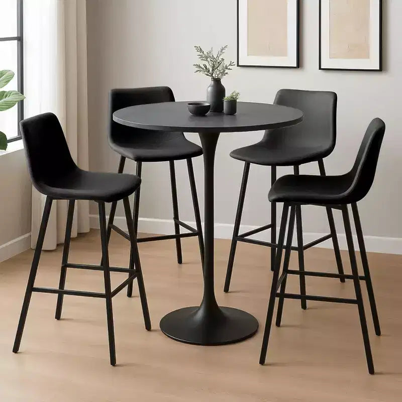 Tabouret de bar Elland LeisureMod en cuir rembourré - Tabouret de comptoir moderne avec pieds en fer et repose-pieds pour cuisine, bar et pub, lot de 2