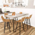 Tabouret de bar Elland LeisureMod en cuir rembourré - Tabouret de comptoir moderne avec pieds en fer et repose-pieds pour cuisine, bar et pub, lot de 2