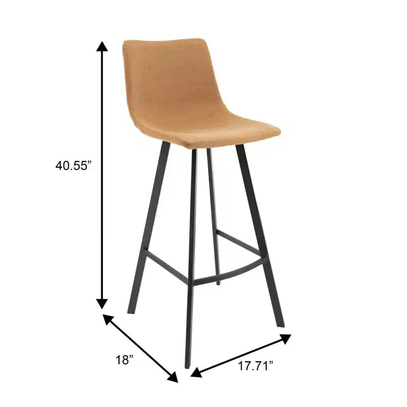 Tabouret de bar Elland LeisureMod en cuir rembourré - Tabouret de comptoir moderne avec pieds en fer et repose-pieds pour cuisine, bar et pub, lot de 2