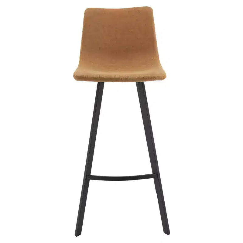 Tabouret de bar Elland LeisureMod en cuir rembourré - Tabouret de comptoir moderne avec pieds en fer et repose-pieds pour cuisine, bar et pub, lot de 2