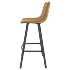 Tabouret de bar Elland LeisureMod en cuir rembourré - Tabouret de comptoir moderne avec pieds en fer et repose-pieds pour cuisine, bar et pub, lot de 2