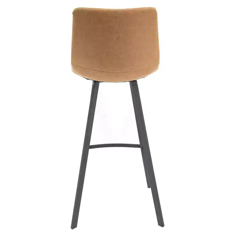 Tabouret de bar Elland LeisureMod en cuir rembourré - Tabouret de comptoir moderne avec pieds en fer et repose-pieds pour cuisine, bar et pub, lot de 2