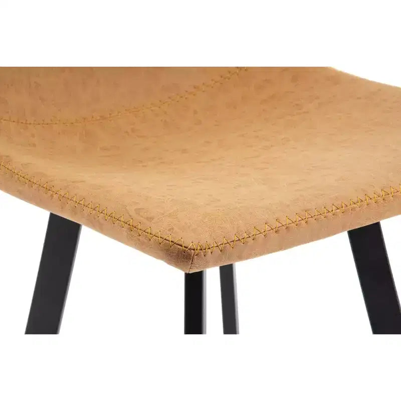 Tabouret de bar Elland LeisureMod en cuir rembourré - Tabouret de comptoir moderne avec pieds en fer et repose-pieds pour cuisine, bar et pub, lot de 2