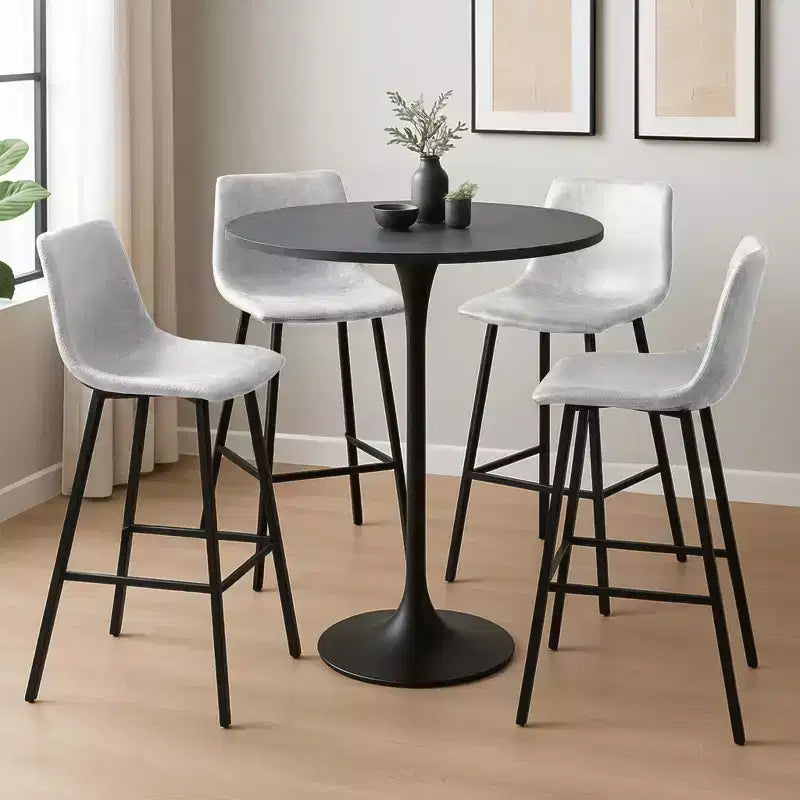 Tabouret de bar Elland LeisureMod en cuir rembourré - Tabouret de comptoir moderne avec pieds en fer et repose-pieds pour cuisine, bar et pub, lot de 2