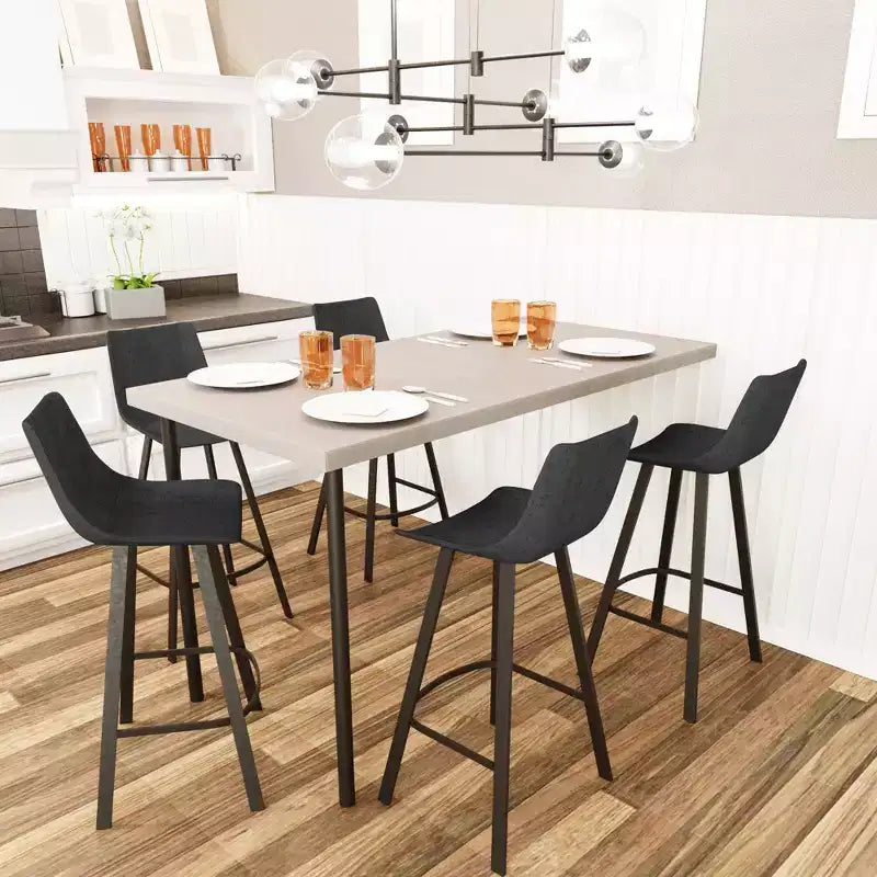 Tabouret de bar Elland LeisureMod en cuir rembourré - Tabouret de comptoir moderne avec pieds en fer et repose-pieds pour cuisine, bar et pub, lot de 2