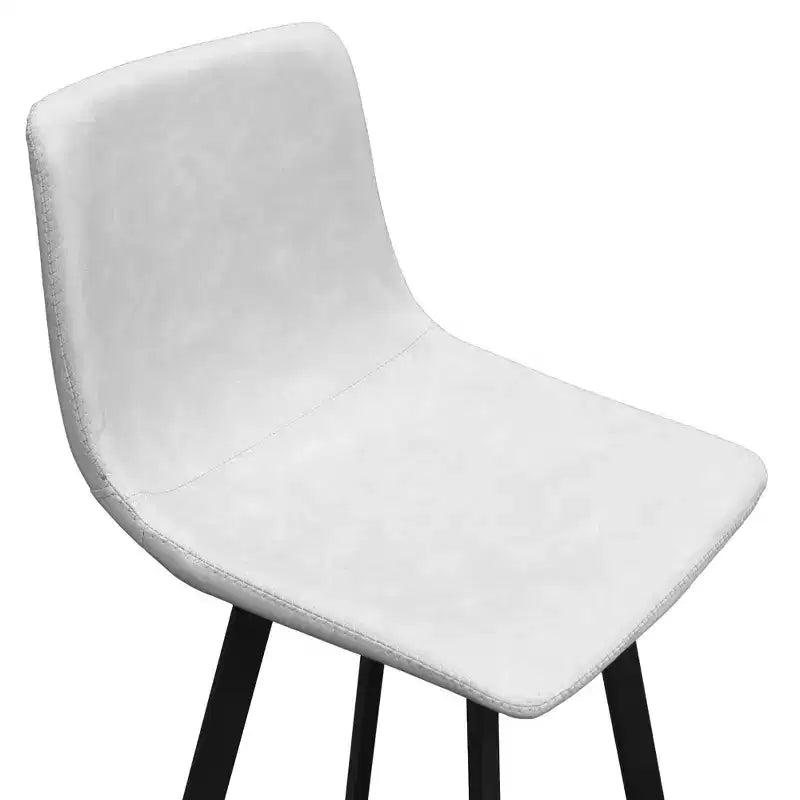 Tabouret de bar Elland LeisureMod en cuir rembourré - Tabouret de comptoir moderne avec pieds en fer et repose-pieds pour cuisine, bar et pub, lot de 2