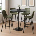 Tabouret de bar Elland LeisureMod en cuir rembourré - Tabouret de comptoir moderne avec pieds en fer et repose-pieds pour cuisine, bar et pub, lot de 2