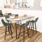 Tabouret de bar Elland LeisureMod en cuir rembourré - Tabouret de comptoir moderne avec pieds en fer et repose-pieds pour cuisine, bar et pub, lot de 2