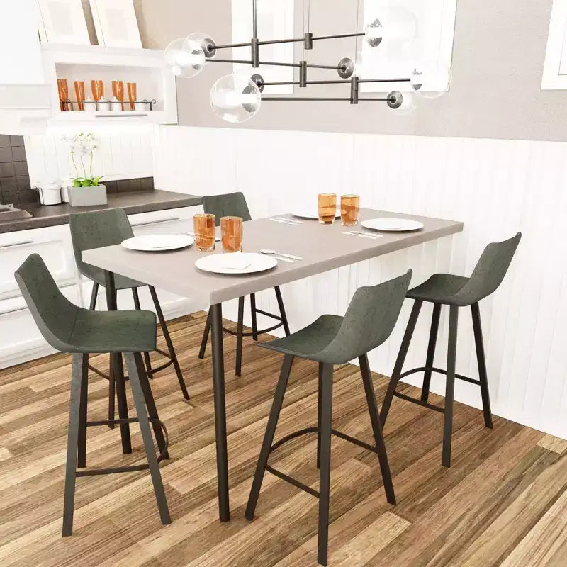 Tabouret de bar Elland LeisureMod en cuir rembourré - Tabouret de comptoir moderne avec pieds en fer et repose-pieds pour cuisine, bar et pub, lot de 2