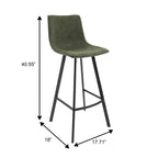 Tabouret de bar Elland LeisureMod en cuir rembourré - Tabouret de comptoir moderne avec pieds en fer et repose-pieds pour cuisine, bar et pub, lot de 2