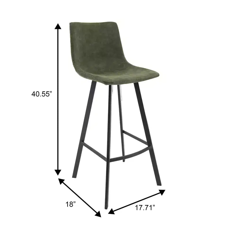 Tabouret de bar Elland LeisureMod en cuir rembourré - Tabouret de comptoir moderne avec pieds en fer et repose-pieds pour cuisine, bar et pub, lot de 2