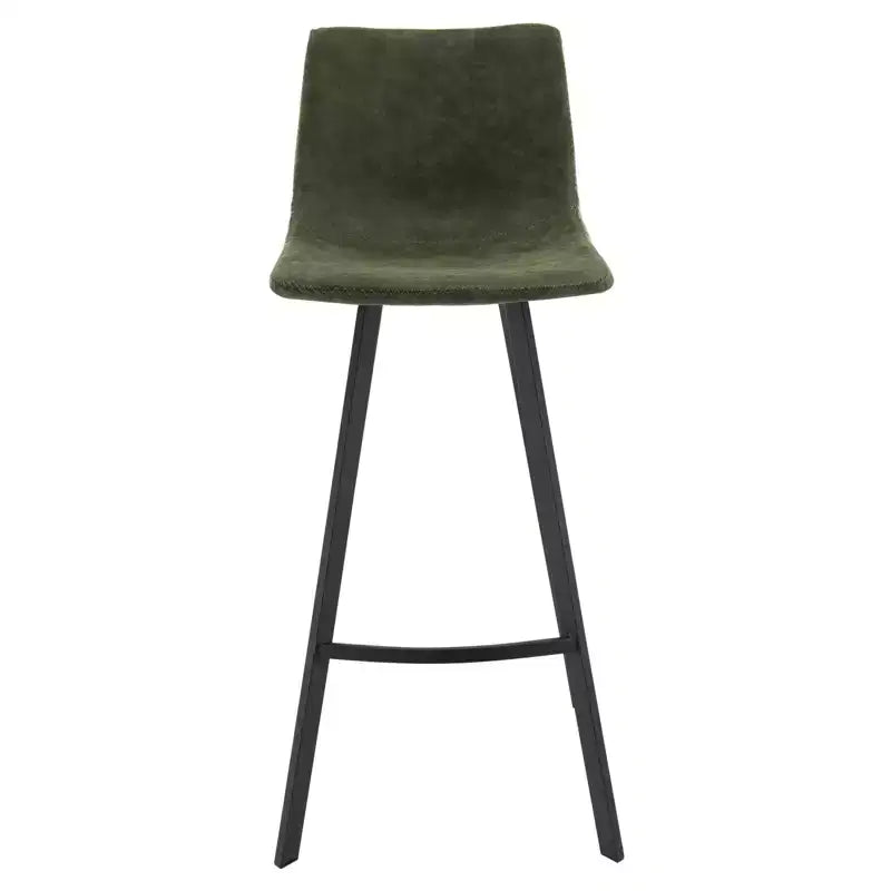 Tabouret de bar Elland LeisureMod en cuir rembourré - Tabouret de comptoir moderne avec pieds en fer et repose-pieds pour cuisine, bar et pub, lot de 2