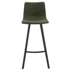 Tabouret de bar Elland LeisureMod en cuir rembourré - Tabouret de comptoir moderne avec pieds en fer et repose-pieds pour cuisine, bar et pub, lot de 2