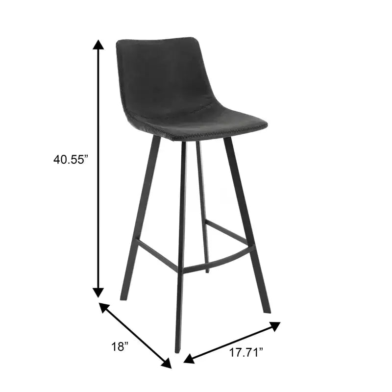 Tabouret de bar Elland LeisureMod en cuir rembourré - Tabouret de comptoir moderne avec pieds en fer et repose-pieds pour cuisine, bar et pub, lot de 2