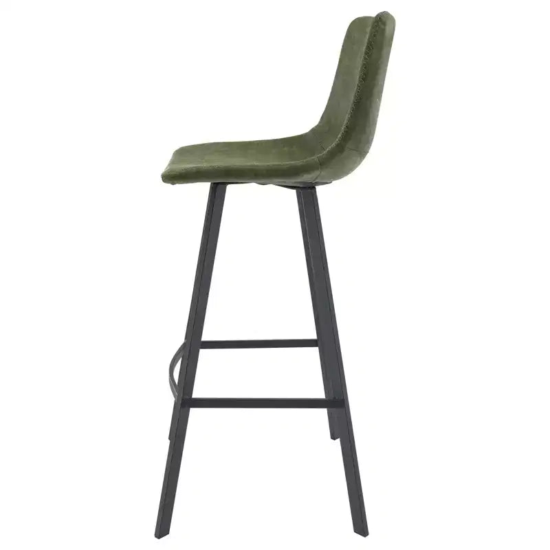 Tabouret de bar Elland LeisureMod en cuir rembourré - Tabouret de comptoir moderne avec pieds en fer et repose-pieds pour cuisine, bar et pub, lot de 2