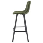 Tabouret de bar Elland LeisureMod en cuir rembourré - Tabouret de comptoir moderne avec pieds en fer et repose-pieds pour cuisine, bar et pub, lot de 2