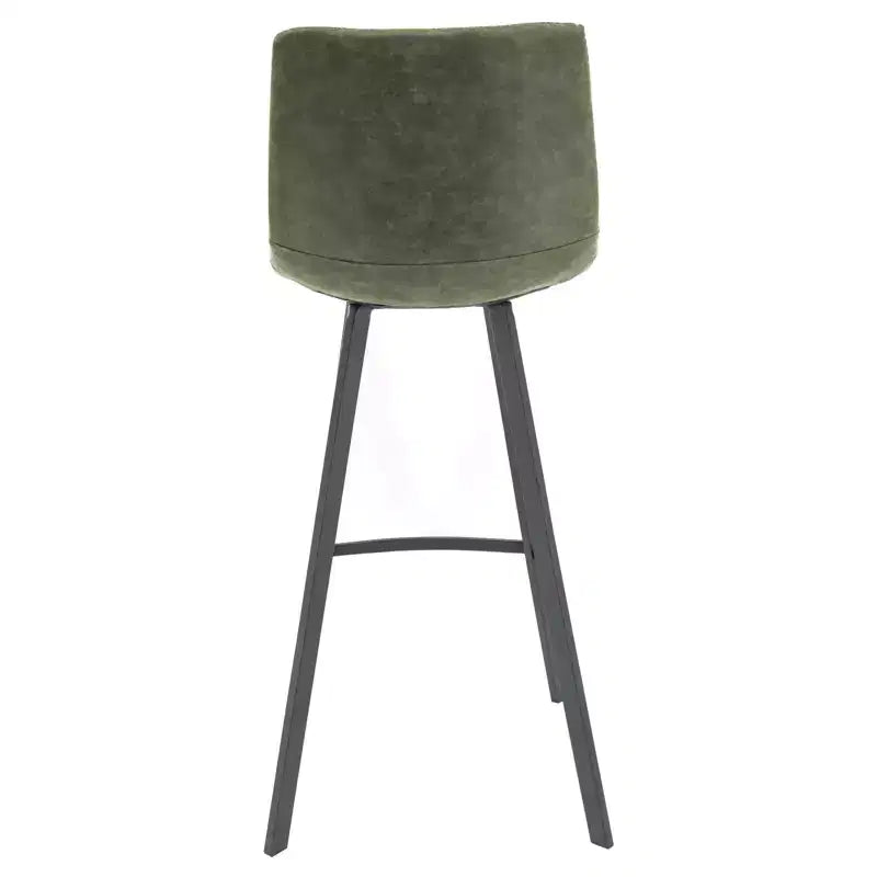Tabouret de bar Elland LeisureMod en cuir rembourré - Tabouret de comptoir moderne avec pieds en fer et repose-pieds pour cuisine, bar et pub, lot de 2