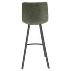 Tabouret de bar Elland LeisureMod en cuir rembourré - Tabouret de comptoir moderne avec pieds en fer et repose-pieds pour cuisine, bar et pub, lot de 2