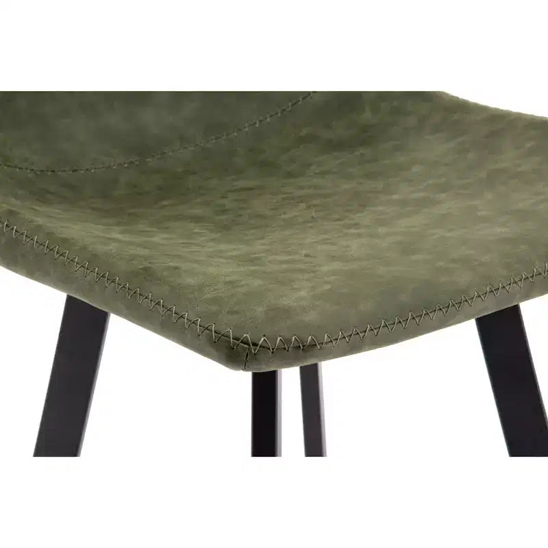 Tabouret de bar Elland LeisureMod en cuir rembourré - Tabouret de comptoir moderne avec pieds en fer et repose-pieds pour cuisine, bar et pub, lot de 2