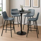 Tabouret de bar Elland LeisureMod en cuir rembourré - Tabouret de comptoir moderne avec pieds en fer et repose-pieds pour cuisine, bar et pub, lot de 2