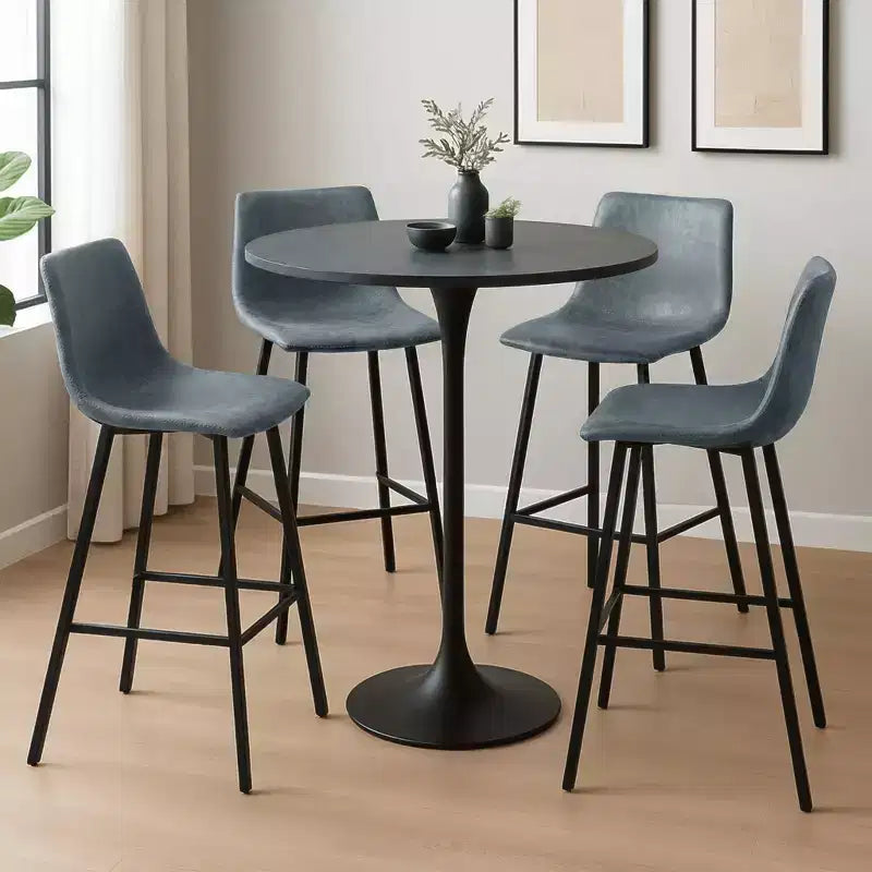Tabouret de bar Elland LeisureMod en cuir rembourré - Tabouret de comptoir moderne avec pieds en fer et repose-pieds pour cuisine, bar et pub, lot de 2