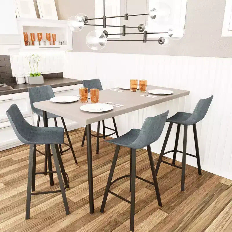 Tabouret de bar Elland LeisureMod en cuir rembourré - Tabouret de comptoir moderne avec pieds en fer et repose-pieds pour cuisine, bar et pub, lot de 2