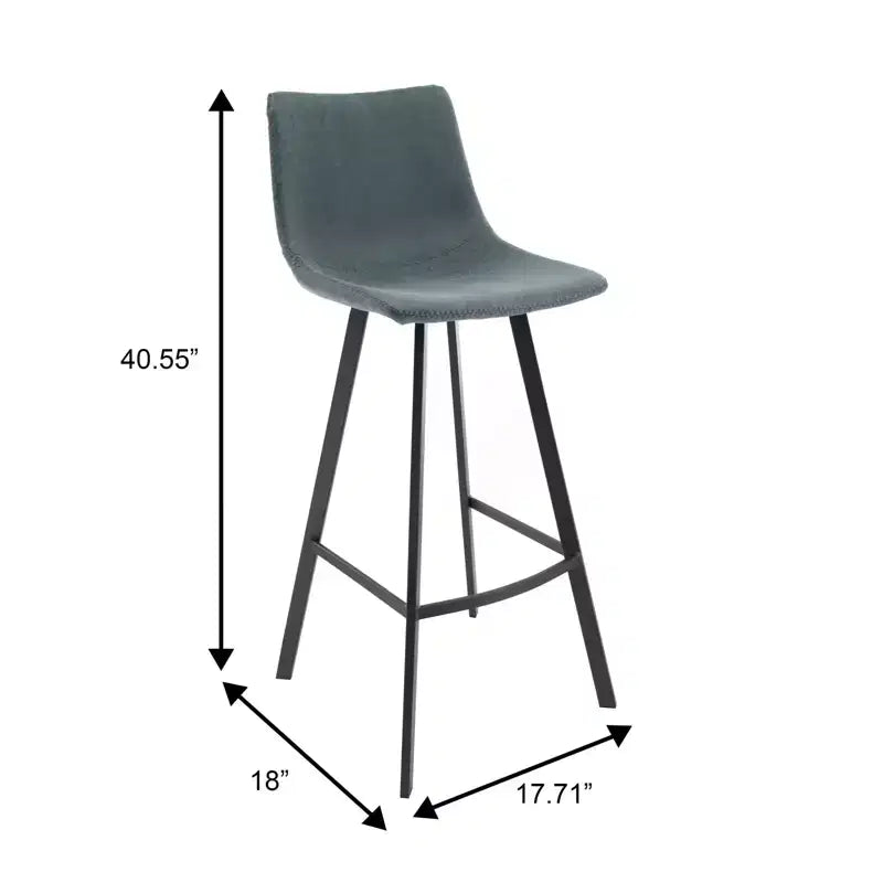 Tabouret de bar Elland LeisureMod en cuir rembourré - Tabouret de comptoir moderne avec pieds en fer et repose-pieds pour cuisine, bar et pub, lot de 2