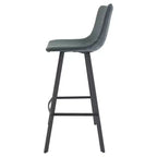 Tabouret de bar Elland LeisureMod en cuir rembourré - Tabouret de comptoir moderne avec pieds en fer et repose-pieds pour cuisine, bar et pub, lot de 2