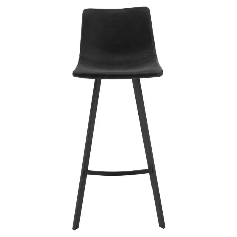 Tabouret de bar Elland LeisureMod en cuir rembourré - Tabouret de comptoir moderne avec pieds en fer et repose-pieds pour cuisine, bar et pub, lot de 2