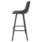 Tabouret de bar Elland LeisureMod en cuir rembourré - Tabouret de comptoir moderne avec pieds en fer et repose-pieds pour cuisine, bar et pub, lot de 2