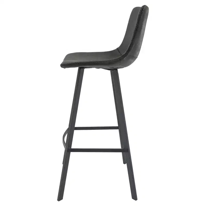 Tabouret de bar Elland LeisureMod en cuir rembourré - Tabouret de comptoir moderne avec pieds en fer et repose-pieds pour cuisine, bar et pub, lot de 2