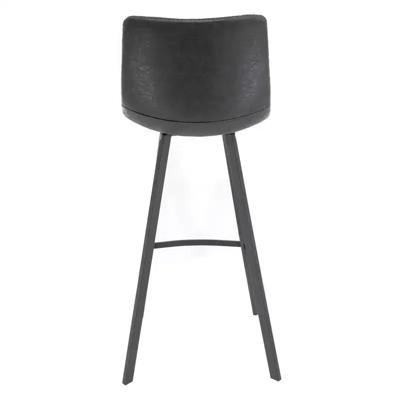 Tabouret de bar Elland LeisureMod en cuir rembourré - Tabouret de comptoir moderne avec pieds en fer et repose-pieds pour cuisine, bar et pub, lot de 2