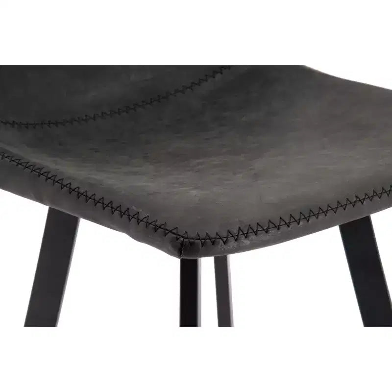 Tabouret de bar Elland LeisureMod en cuir rembourré - Tabouret de comptoir moderne avec pieds en fer et repose-pieds pour cuisine, bar et pub, lot de 2