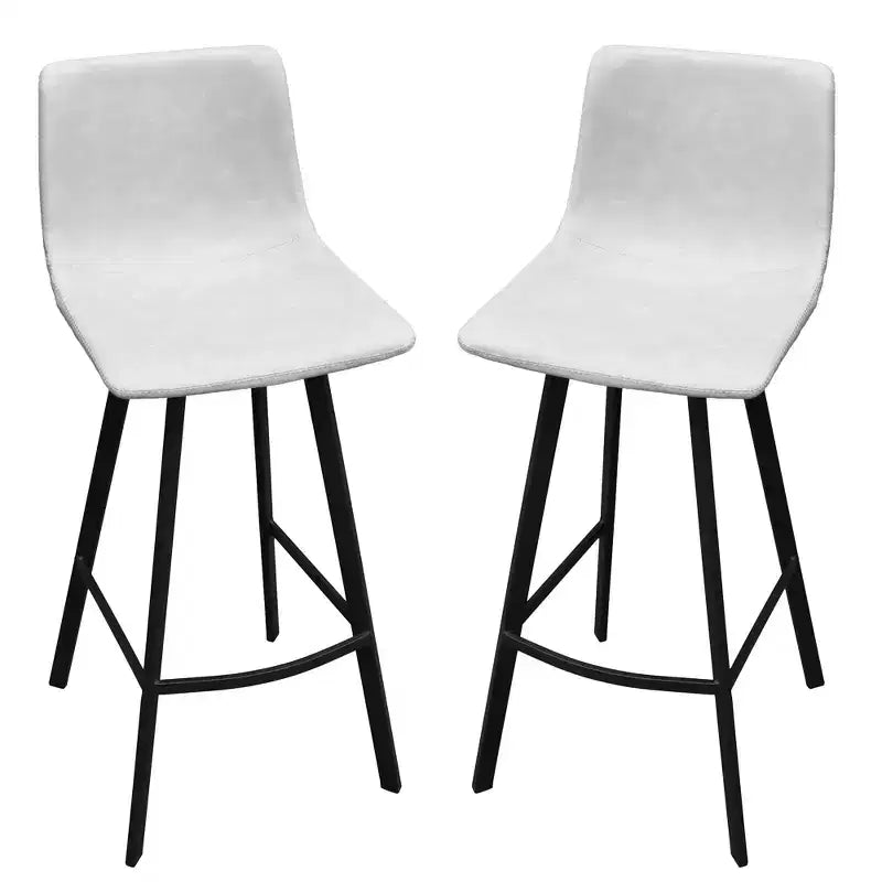 Tabouret de bar Elland LeisureMod en cuir rembourré - Tabouret de comptoir moderne avec pieds en fer et repose-pieds pour cuisine, bar et pub, lot de 2