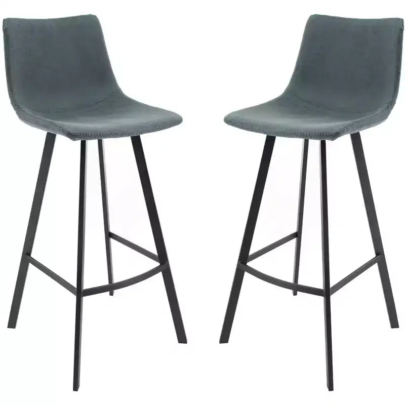 Tabouret de bar Elland LeisureMod en cuir rembourré - Tabouret de comptoir moderne avec pieds en fer et repose-pieds pour cuisine, bar et pub, lot de 2
