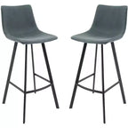 Tabouret de bar Elland LeisureMod en cuir rembourré - Tabouret de comptoir moderne avec pieds en fer et repose-pieds pour cuisine, bar et pub, lot de 2