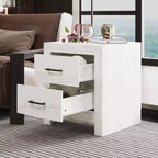 Famapy Table de chevet à deux tiroirs avec accent grain de bois, armoire de rangement verticale, table de chevet